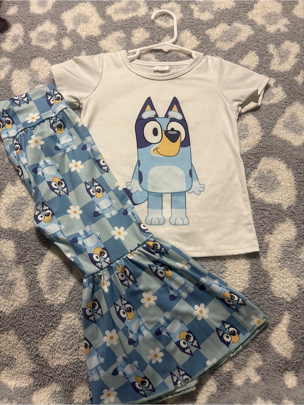 Boutique Bluey Matching Set Bellbottom Flare Pants with T-Shirt Toddler Girl 2T